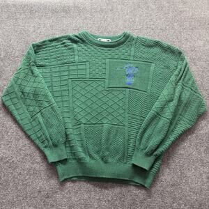 Vintage Sutter & Grant Sweater Mens Large Green Golf Geometric Crewneck USA 90s